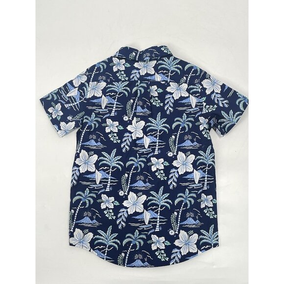 Janie & Jack Short Sleeve Button Down Collar Blue Tropical Floral Sz Boys 7 NWT - Picture 5 of 5
